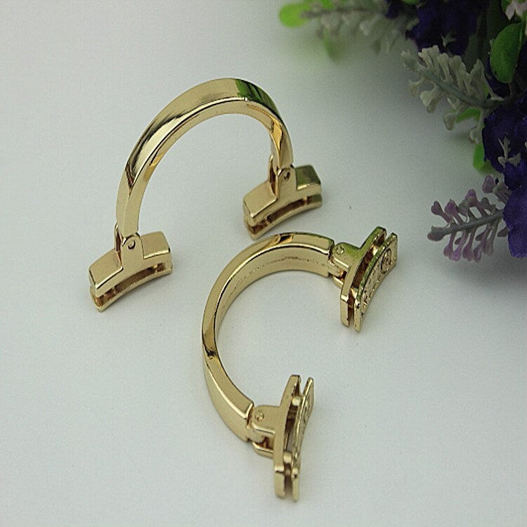 Arc Strap Handles Connector Bag Hardware Metal Lock Buckle Light Gold 1/10 pcs Handmade Purse Handbag Backpack Making 63mm 2 1/2 Inch Bulk