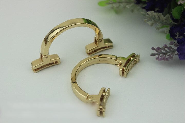 Arc Strap Handles Connector Bag Hardware Metal Lock Buckle Light Gold 1/10 pcs Handmade Purse Handbag Backpack Making 63mm 2 1/2 Inch Bulk