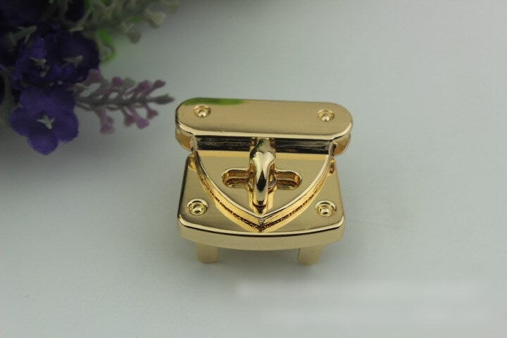 Rectangle Twist Turn Lock Bag Hardware Light Gold Gunmetal Black 1/10 pcs Handmade Purse Handbag Making Metal 35 30 mm 1 3/8 1 1/8" Supplies