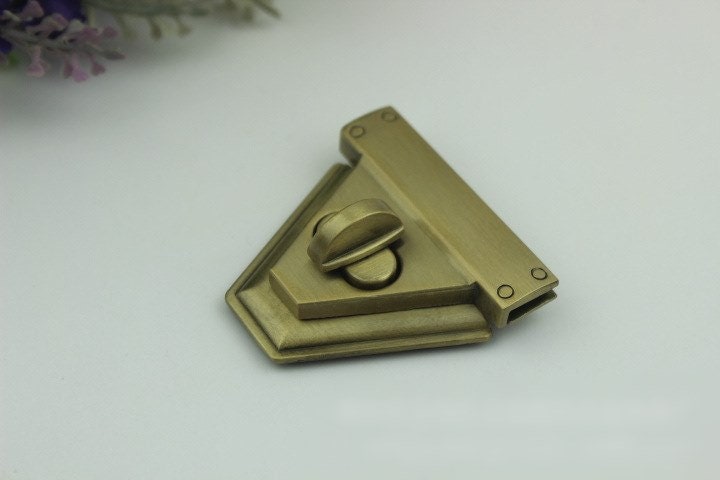 Triangle Twist Turn Lock Bag Hardware Gold Silver Gunmetal Bronze 1/10 pcs Handmade Purse Handbag Making Metal 50 mm 2" Supplies Wholesale