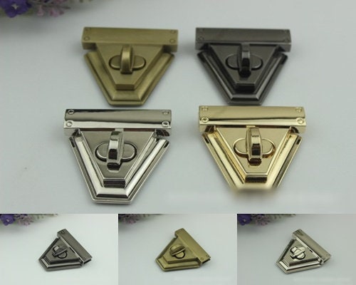 Triangle Twist Turn Lock Bag Hardware Gold Silver Gunmetal Bronze 1/10 pcs Handmade Purse Handbag Making Metal 50 mm 2" Supplies Wholesale