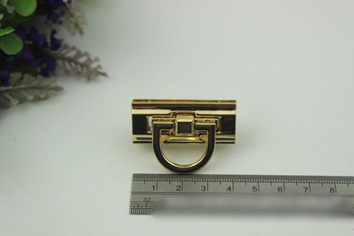 Rectangle Twist Turn Lock Bag Hardware Light Gold Gunmetal Black 1/10 pcs Handmade Purse Handbag Making Metal 41 17 mm 1 5/8 5/8" Supplies