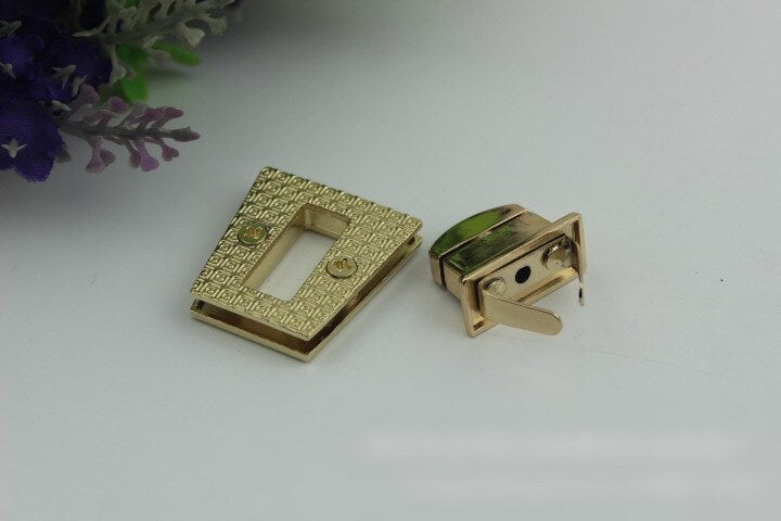 Trapezoid Twist Turn Lock Bag Hardware Light Gold Gunmetal Black 1/10 pcs Handmade Purse Handbag Making Metal 30 mm 1 1/4" Supplies Bulk