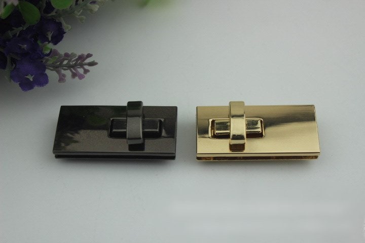 Rectangle Twist Turn Lock Bag Hardware Light Gold Gunmetal Black 1/10 pcs Handmade Purse Handbag Making Metal 47 mm 1 7/8" Supplies Bulk