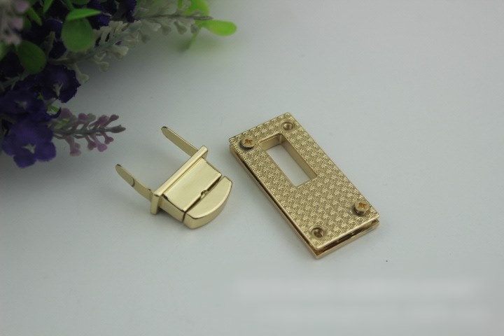 Rectangle Twist Turn Lock Bag Hardware Light Gold Gunmetal Black 1/10 pcs Handmade Purse Handbag Making Metal 47 mm 1 7/8" Supplies Bulk