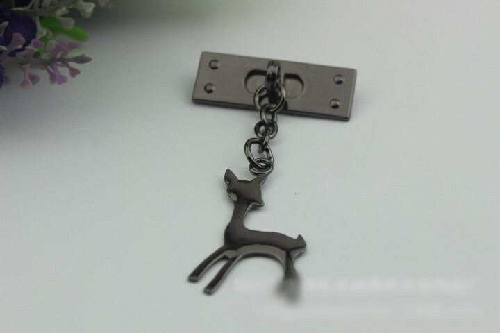 Deer Purse Label 1/10pcs Bag Hardware Charm Gold Gunmetal Handmade Purse Handbag Making Metal Decoration 75mm 2 7/8" Wholesale Bulk Supplies