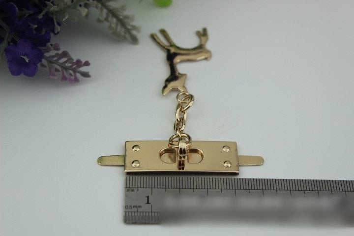 Deer Purse Label 1/10pcs Bag Hardware Charm Gold Gunmetal Handmade Purse Handbag Making Metal Decoration 75mm 2 7/8" Wholesale Bulk Supplies