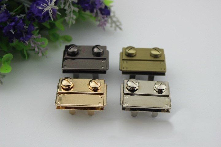 Rectangle Twist Turn Lock Bag Hardware Gold Silver Gunmetal 2/20 pcs Handmade Purse Handbag Making Metal 40mm 30mm 1 5/8 1 1/4" Supplies