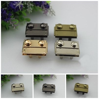 Rectangle Twist Turn Lock Bag Hardware Gold Silver Gunmetal 2/20 pcs Handmade Purse Handbag Making Metal 40mm 30mm 1 5/8 1 1/4" Supplies