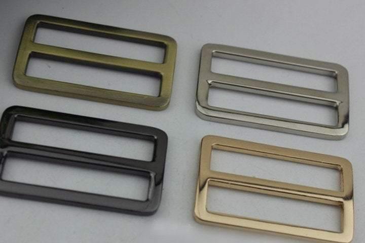 10pcs Strap Slider Bag Hardware Rectangle Double Loop Metal Buckle Adjuster Gold Silver Gunmetal Bronze Purse Handbag Making Bulk 40x37mm