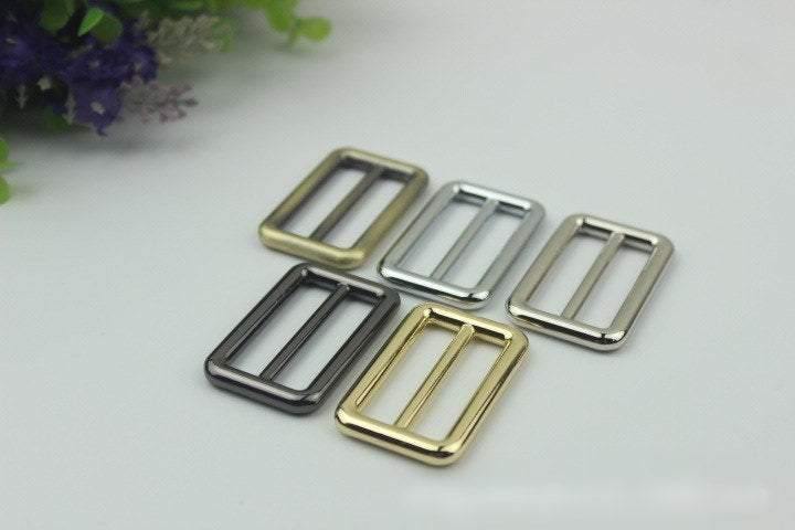 10pcs Strap Slider Bag Hardware Rectangle Double Loop Metal Buckle Adjuster Gold Silver Gunmetal Bronze Purse Handbag Making Bulk 38x21mm