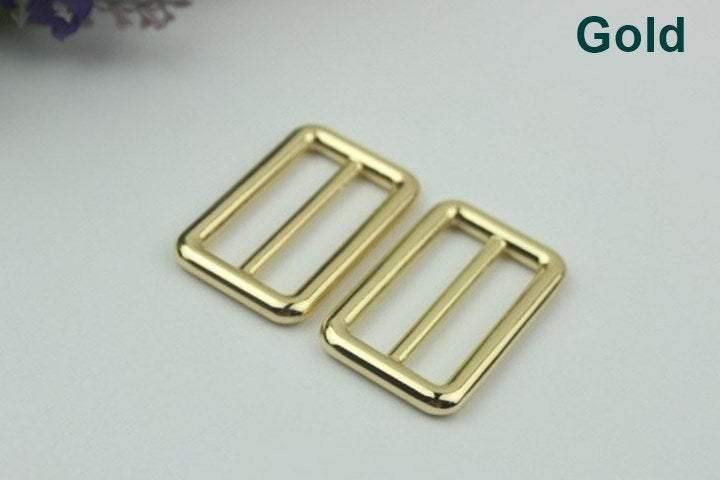 10pcs Strap Slider Bag Hardware Rectangle Double Loop Metal Buckle Adjuster Gold Silver Gunmetal Bronze Purse Handbag Making Bulk 38x21mm