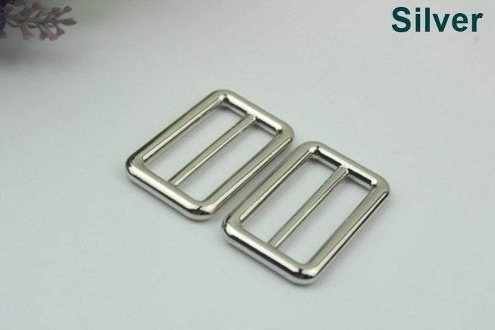 10pcs Strap Slider Bag Hardware Rectangle Double Loop Metal Buckle Adjuster Gold Silver Gunmetal Bronze Purse Handbag Making Bulk 38x21mm