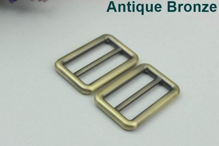 10pcs Strap Slider Bag Hardware Rectangle Double Loop Metal Buckle Adjuster Gold Silver Gunmetal Bronze Purse Handbag Making Bulk 38x21mm