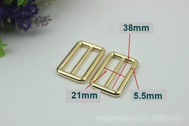 10pcs Strap Slider Bag Hardware Rectangle Double Loop Metal Buckle Adjuster Gold Silver Gunmetal Bronze Purse Handbag Making Bulk 38x21mm