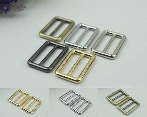 10pcs Strap Slider Bag Hardware Rectangle Double Loop Metal Buckle Adjuster Gold Silver Gunmetal Bronze Purse Handbag Making Bulk 38x21mm