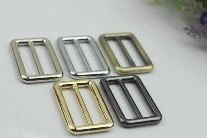 10pcs Strap Slider Bag Hardware Rectangle Double Loop Metal Buckle Adjuster Gold Silver Gunmetal Bronze Purse Handbag Making Bulk 38x21mm