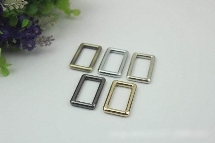 10pcs Strap Slider Bag Hardware Rectangle Single Loop Metal Buckle Adjuster Gold Silver Gunmetal Bronze Purse Handbag Making Bulk 32x16mm