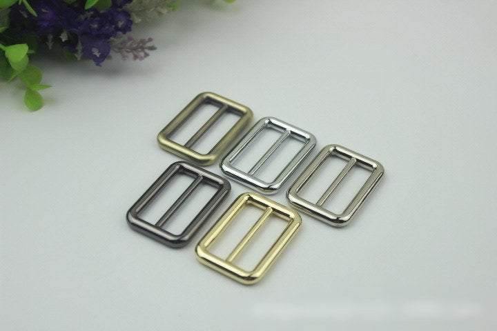 10pcs Strap Slider Bag Hardware Rectangle Double Loop Metal Buckle Adjuster Gold White Silver Gunmetal Bronze Purse Handbag Making 32x20mm