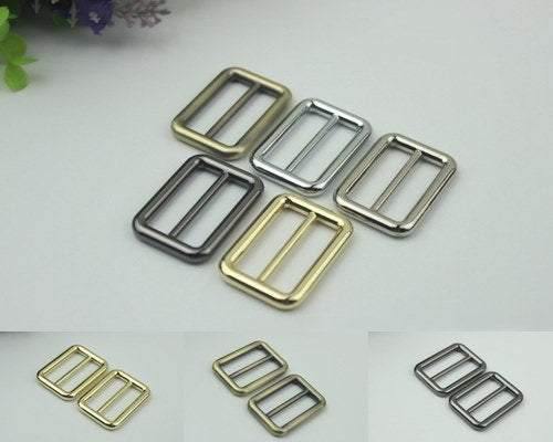 10pcs Strap Slider Bag Hardware Rectangle Double Loop Metal Buckle Adjuster Gold White Silver Gunmetal Bronze Purse Handbag Making 32x20mm