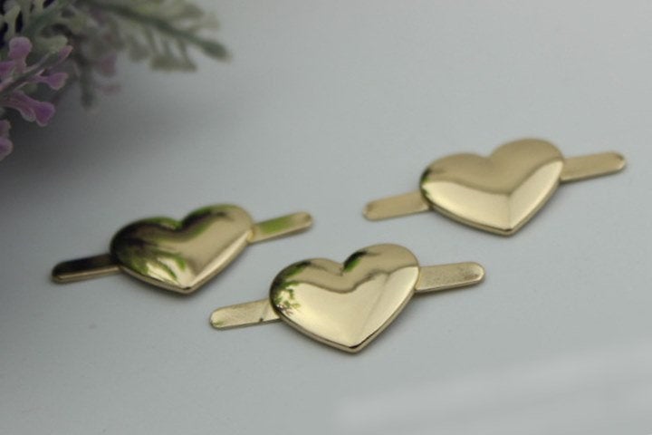 Heart-Shaped Purse Label 2/20pcs Bag Hardware Charm Light Gold Handmade Purse Handbag Making Metal Decoration 20mm 3/4" Wholesale Supplies