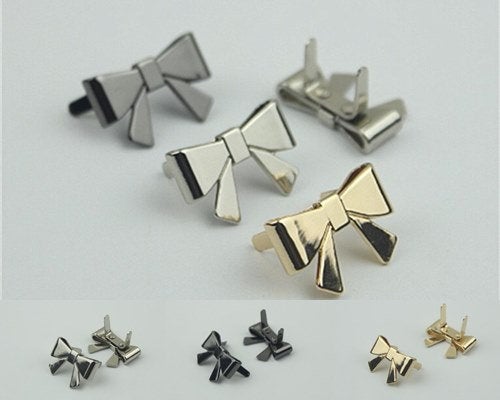 Bow Purse Label 2/20pcs Bag Hardware Charm Gold Silver Gunmetal Handmade Purse Handbag Making Metal Decoration 25mm 1" Wholesale Supplies