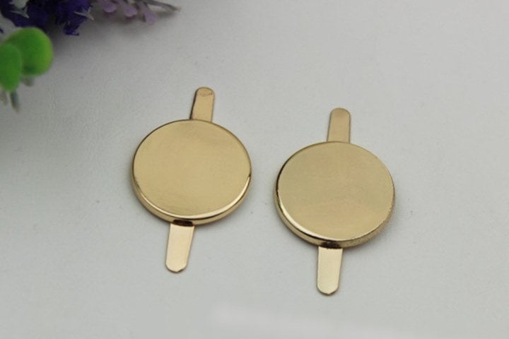 Round Plate Purse Label 2/20pcs Bag Hardware Charm Light Gold Handmade Purse Handbag Making Metal Decoration 25mm 1" Wholesale Supplies