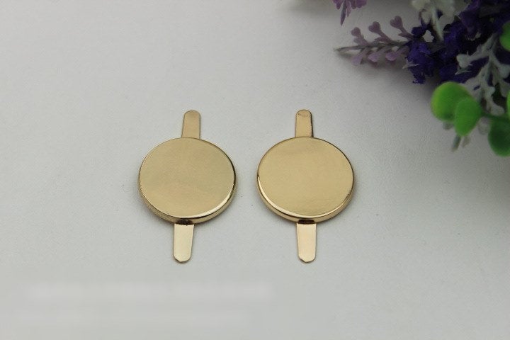 Round Plate Purse Label 2/20pcs Bag Hardware Charm Light Gold Handmade Purse Handbag Making Metal Decoration 25mm 1" Wholesale Supplies