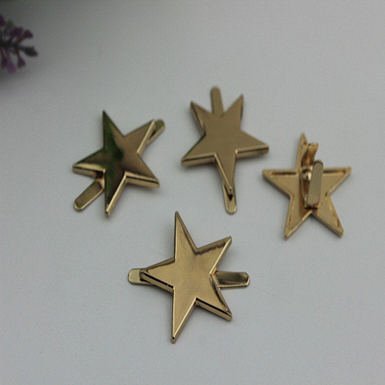 Star Purse Label 2/20pcs Bag Hardware Charm Light Gold Handmade Purse Handbag Making Metal Decoration 28mm 1 1/8" Wholesale Supplies