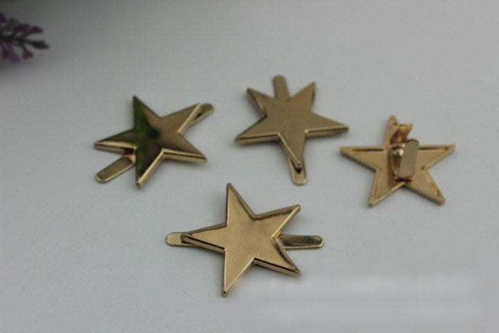 Star Purse Label 2/20pcs Bag Hardware Charm Light Gold Handmade Purse Handbag Making Metal Decoration 28mm 1 1/8" Wholesale Supplies