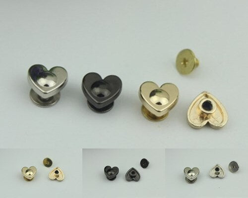 Flat Head Button Bag Hardware Heart Belt Strap Chicago Screw Back Rivet Concho Stud Gold Silver Black 1/10pcs 10mm Screwback Shoe Blacelet