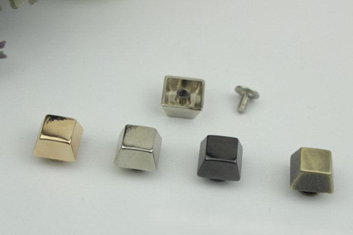 Flat Head Button Bag Hardware Square Belt Strap Chicago Screw Back Rivet Concho Stud Gold Silver Black 2/20pcs 7mm Screwback Shoe Blacelet