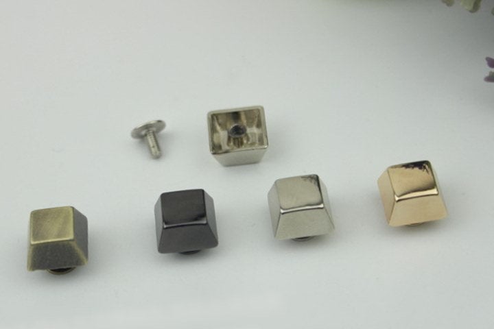 Flat Head Button Bag Hardware Square Belt Strap Chicago Screw Back Rivet Concho Stud Gold Silver Black 2/20pcs 7mm Screwback Shoe Blacelet