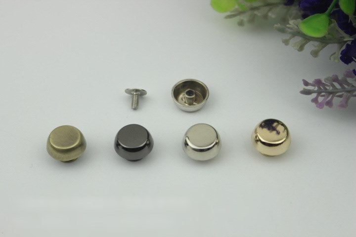 Head Button Bag Hardware Round Belt Strap Chicago Screw Back Rivet Concho Stud Gold Silver Black 2/20pcs 5mm 1/4" Screwback Shoe Blacelet