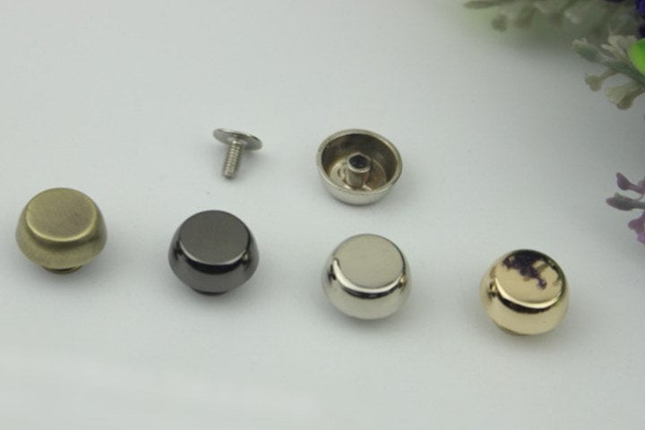 Head Button Bag Hardware Round Belt Strap Chicago Screw Back Rivet Concho Stud Gold Silver Black 2/20pcs 5mm 1/4" Screwback Shoe Blacelet