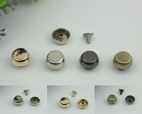 Head Button Bag Hardware Round Belt Strap Chicago Screw Back Rivet Concho Stud Gold Silver Black 2/20pcs 5mm 1/4" Screwback Shoe Blacelet