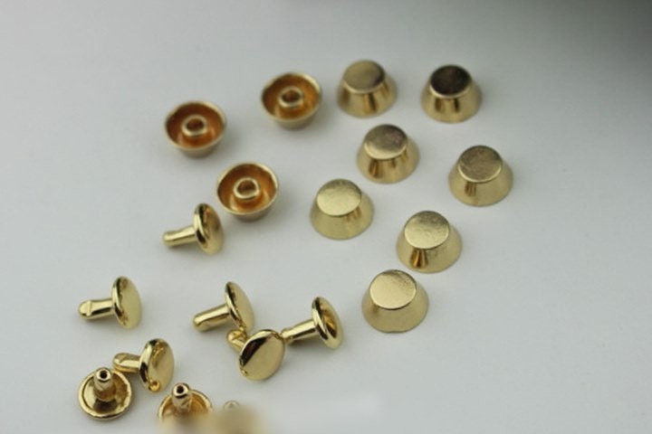 Flat Head Button Bag Hardware Cone Belt Strap Chicago Screw Back Rivet Concho Stud Gold Silver Black 1/10pcs 10mm Screwback Shoe Blacelet