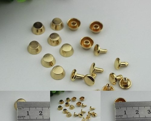 Flat Head Button Bag Hardware Cone Belt Strap Chicago Screw Back Rivet Concho Stud Gold Silver Black 1/10pcs 10mm Screwback Shoe Blacelet