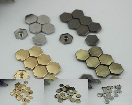 Flat Head Button Bag Hardware Honeycomb Belt Strap Chicago Screw Back Rivet Concho Stud Gold Silver 1/10pcs 15mm Screwback Shoe Blacelet