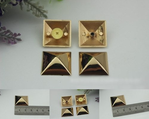 Flat Head Button Bag Hardware Pyramid Belt Strap Chicago Screw Back Rivet Concho Stud Light Gold 1/10pcs 24mm Screwback Shoe Blacelet Bulk