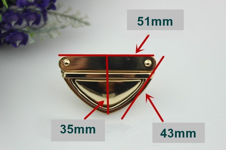 Metal Triangle Purse Lock Thumb 51 35mm Tuck Tongue Clasp Latch Clutch Case Bag Leathercraft Hardware Repair Silver Gold Bronze Black