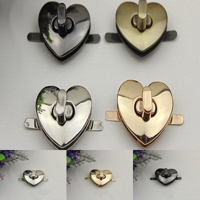 Heart Twist Turn Lock Bag Hardware Gold Silver Gunmetal Bronze 2/20 pcs Handmade Purse Handbag Making Metal 30 32mm 1 1/8 1 1/4" Supplies