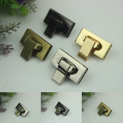 Rectangle Twist Turn Lock Bag Hardware Gold Silver Gunmetal Bronze 2/20 pcs Handmade Purse Handbag Making Metal 35 17mm 1 3/8 5/8" Supplies