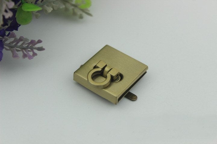 Square Rectangle Twist Turn Lock Bag Hardware Gold Silver Gunmetal Bronze 2/20 pcs Handmade Purse Handbag Making Metal 27mm 1" Bulk Supplies