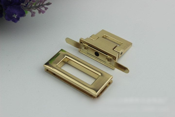 Rectangle Twist Turn Lock Bag Hardware Gold Silver Gunmetal Bronze 2/20 pcs Handmade Purse Handbag Making Metal 45 20mm 1 3/4 3/4" Supplies