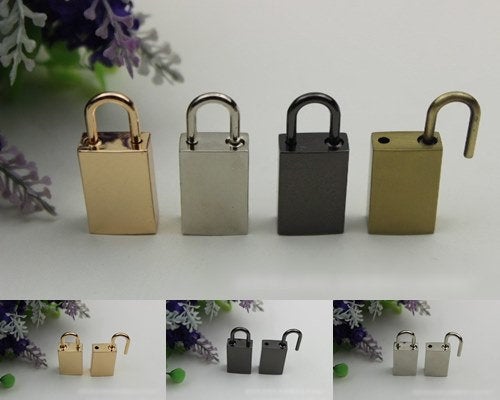 Padlock Bag Hardware Rectangle Gold Silver Gunmetal Bronze 1/20 pcs Handmade Purse Handbag Making Metal Bulk Wholesale Accessories Supplies