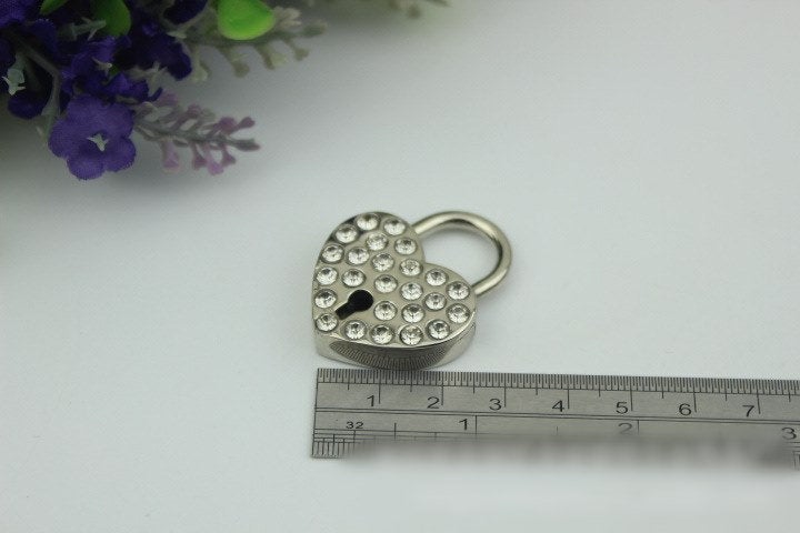 Padlock Bag Hardware Heart Gunmetal Black 30 mm 1 1/4" Love 1/20 pcs Handmade Purse Handbag Making Metal Bulk Wholesale Accessories Supplies