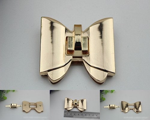 Bowknot Butterfly Twist Turn Lock Bag Hardware Light Gold 2/20 pcs Handmade Purse Handbag Making Metal 60 40mm 2 3/8 1 5/8" Bulk Supplies