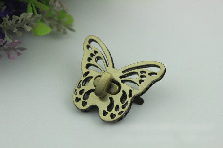 Butterfly Twist Turn Lock Bag Hardware Gold Silver Gunmetal Bronze 2/20 pcs Handmade Purse Handbag Making Metal 50 45mm 2 1 3/4" Supplies