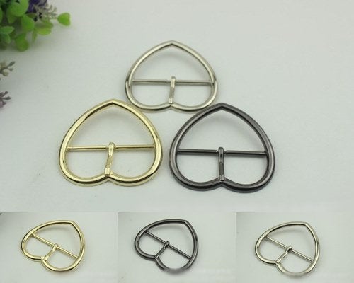 Purse Strap Slider Bag Hardware Metal Heart Double Loop Slide Buckle Adjuster Keeper Ring 53mm 2 1/8" Gold Silver 2/20pcs DIY Bulk Supplies